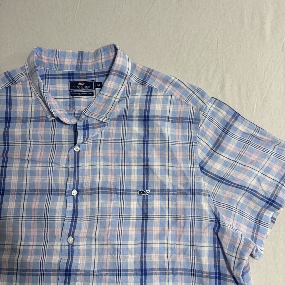 Vineyard Vines Classic Fit Tucker Shirt Mens 3XB Button Down 100% Linen Blue